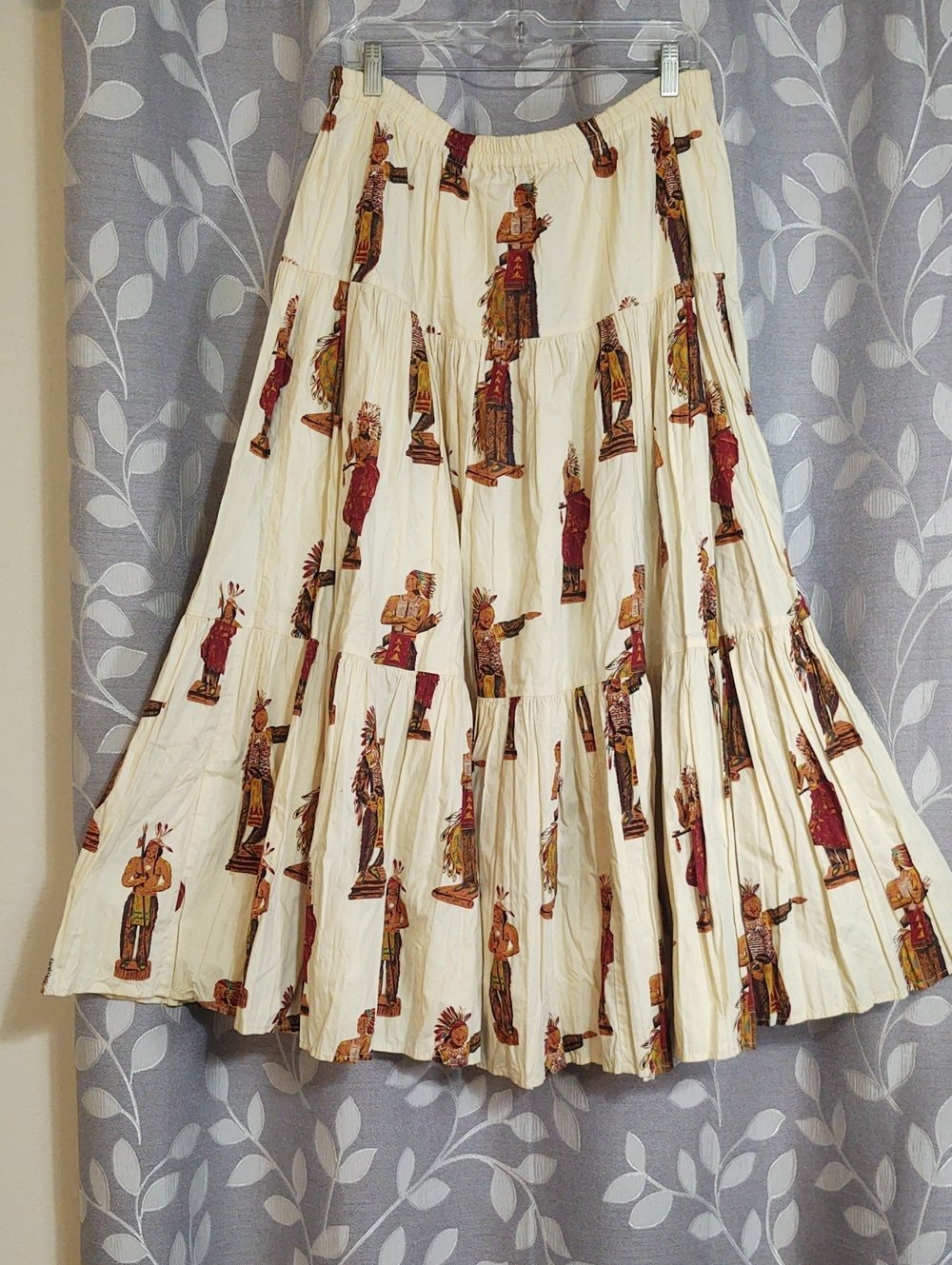 Vintage Double D Ranch Tiered Cream Maxi Skirt size L